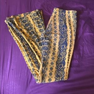 yellow flare high waist pants
